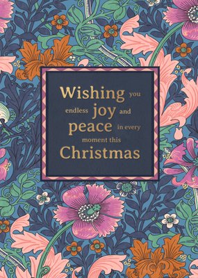 William Morris Traditional Floral Pattern Joy And Peace Christmas Card
