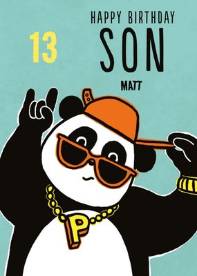 Cool Panda Personalise Age and Name Birthday Card