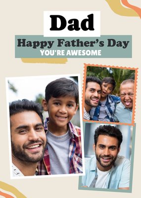 Modern Photo Upload Collage Awesome Dad Father's Day Card