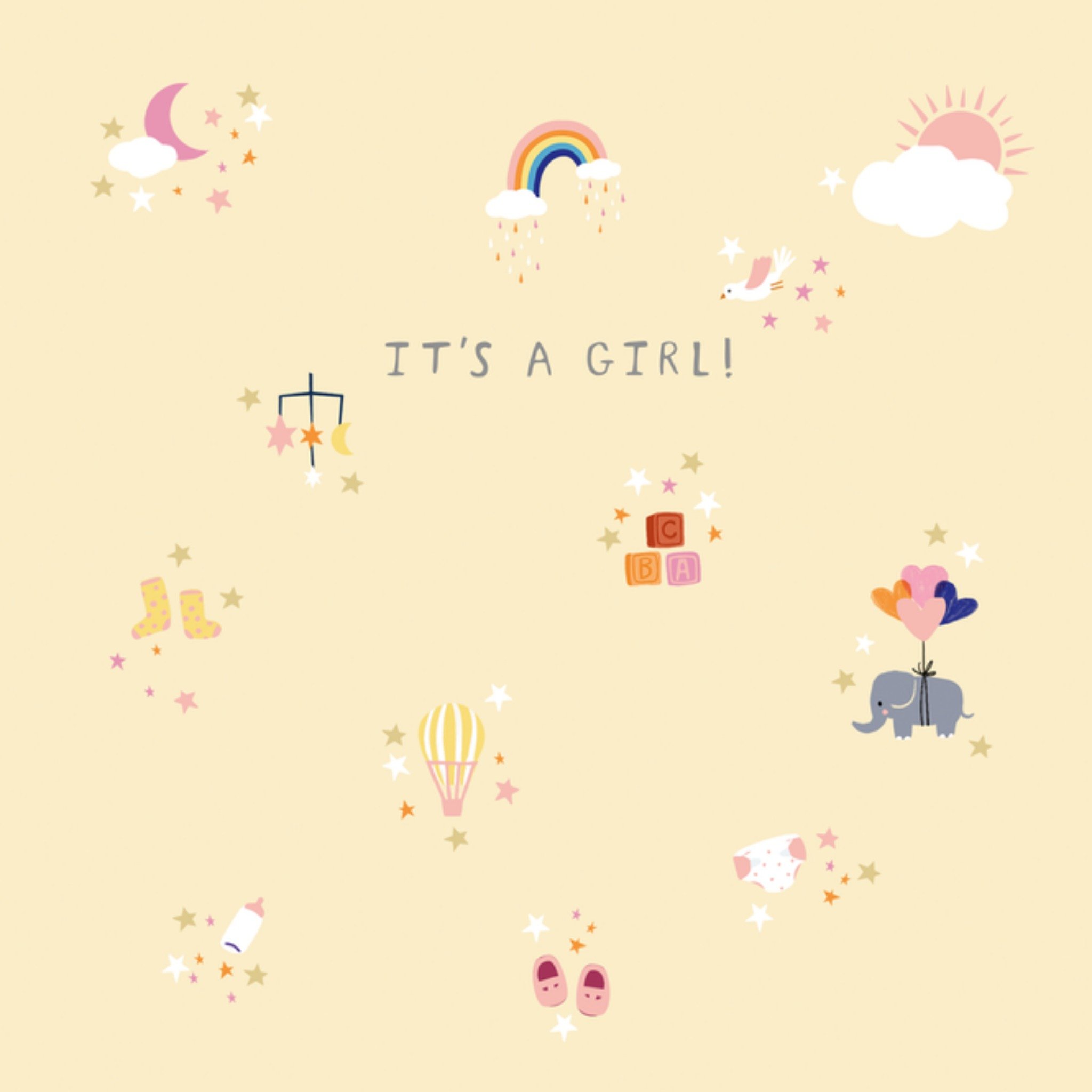 Moonpig It's A Girl Illustrated New Baby Card