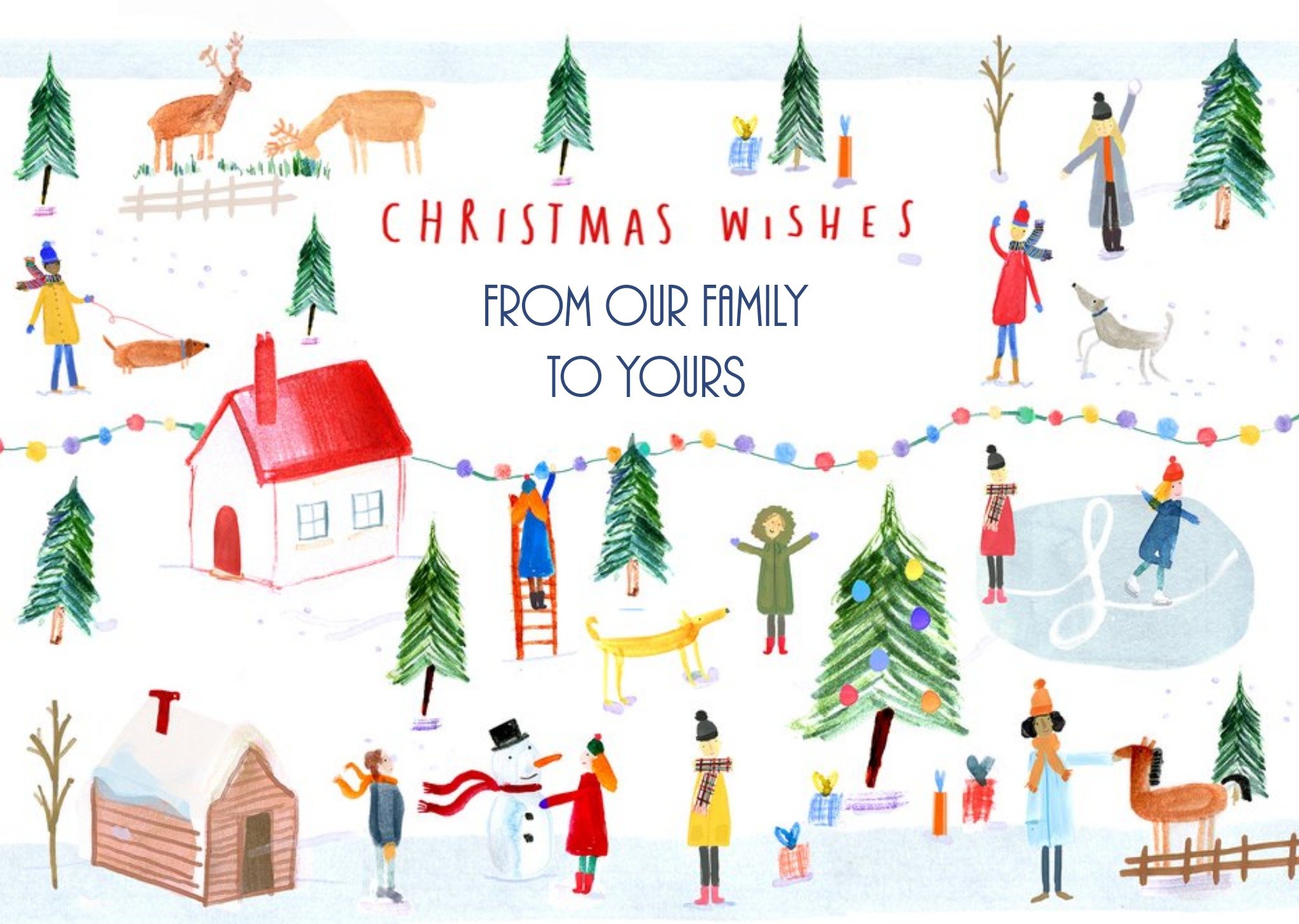 Moonpig Tiny Town Personalised From Our Family Christmas Card