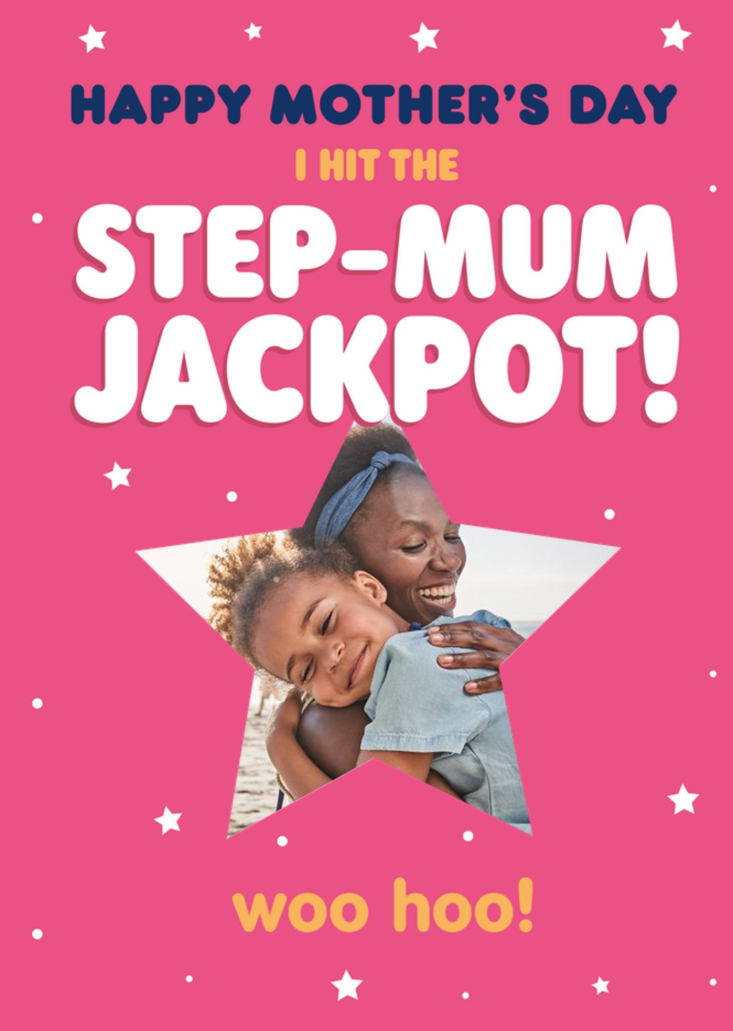 Moonpig Star Shaped Photo Upload Step-Mum Jackpot Mother's Day Card