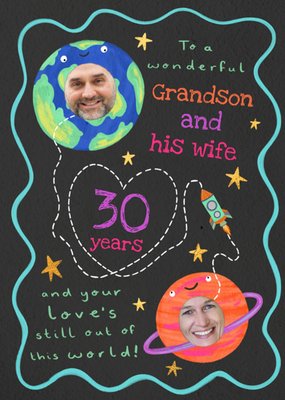 Grandson And Wife Photo Upload Anniversary Card
