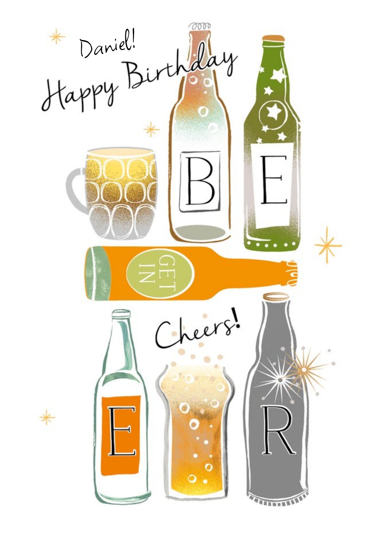 Moonpig Cheers With Beer Personalised Birthday Card