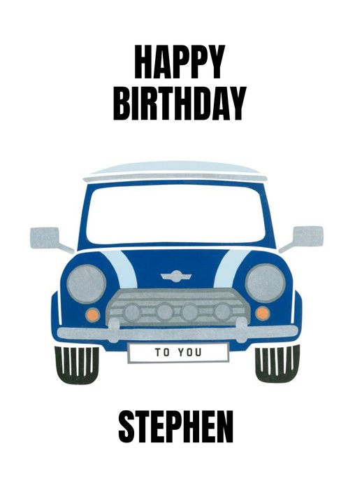 Personalised Vintage Mini Cooper Birthday Card