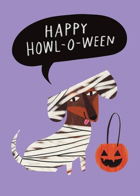 Happy Howl O Ween Cute Dog Illustrated Halloween Card