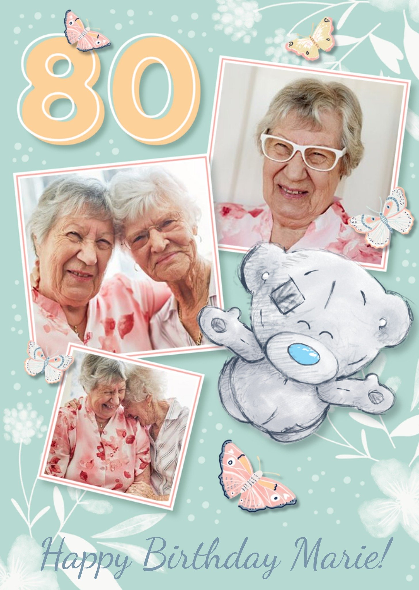 Me To You Tatty Teddy Age 80 Photo Upload Birthday Card