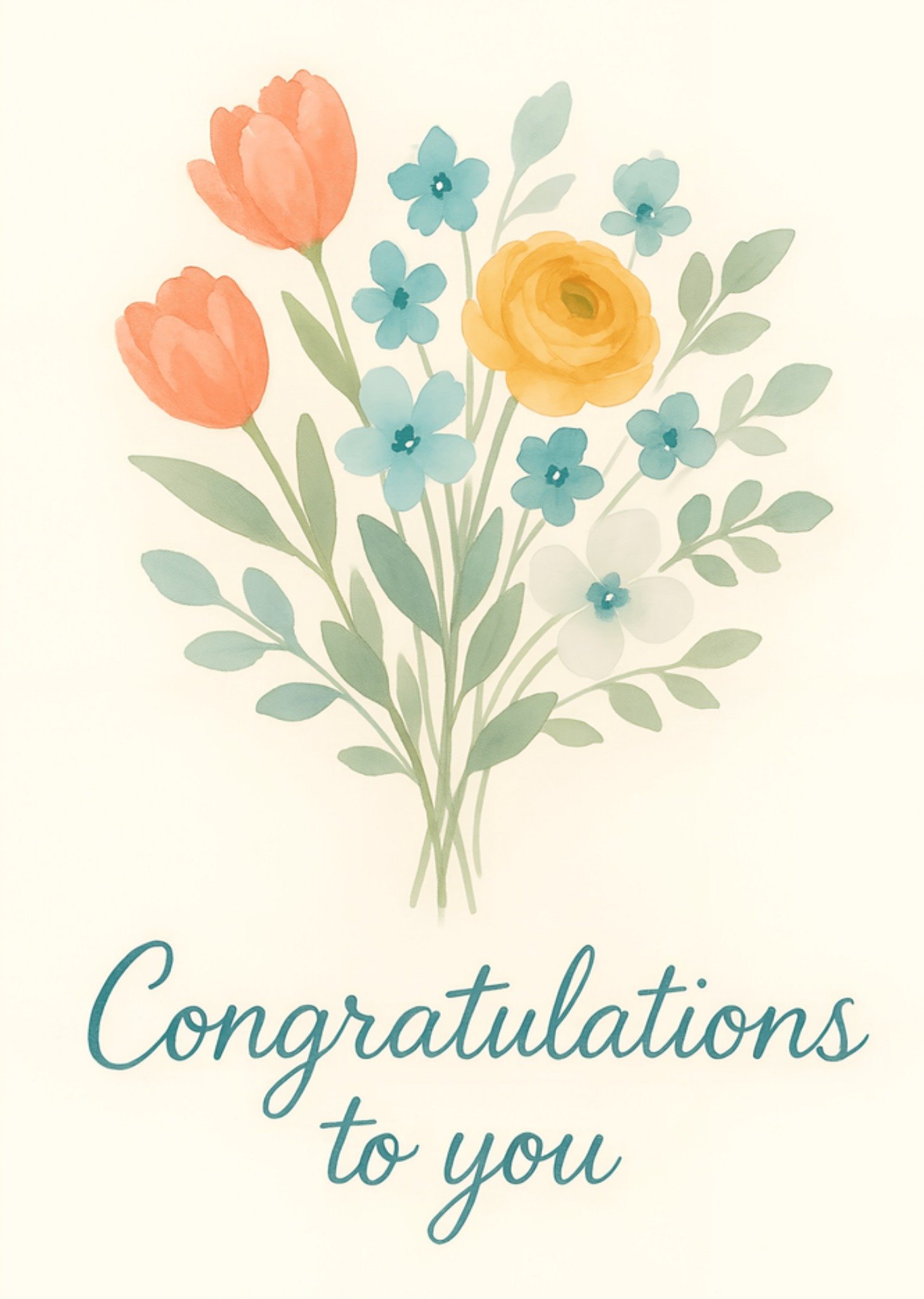 Moonpig Flowers Illustrated Congratulations To You Card