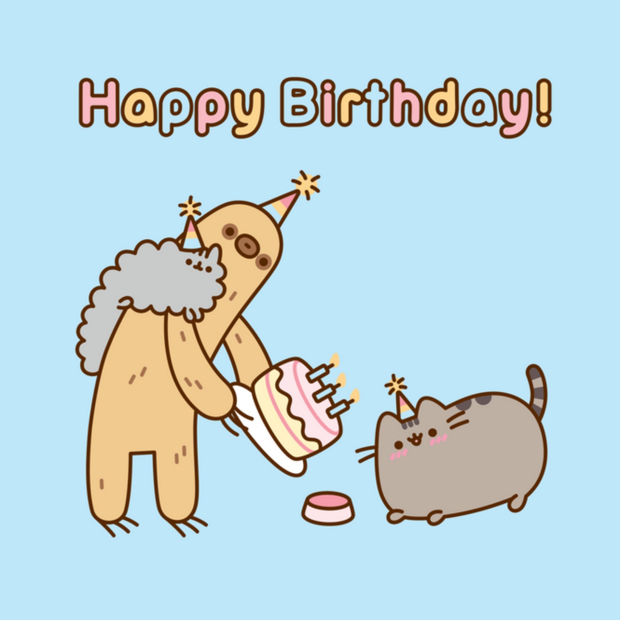 Moonpig Pusheen The Cat Birthday Card, Square