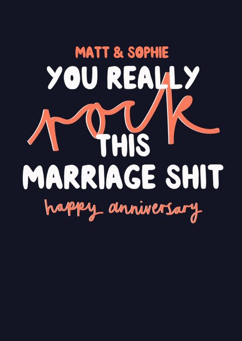 You Really Rock This Marriage Shit Funny Anniversary Card