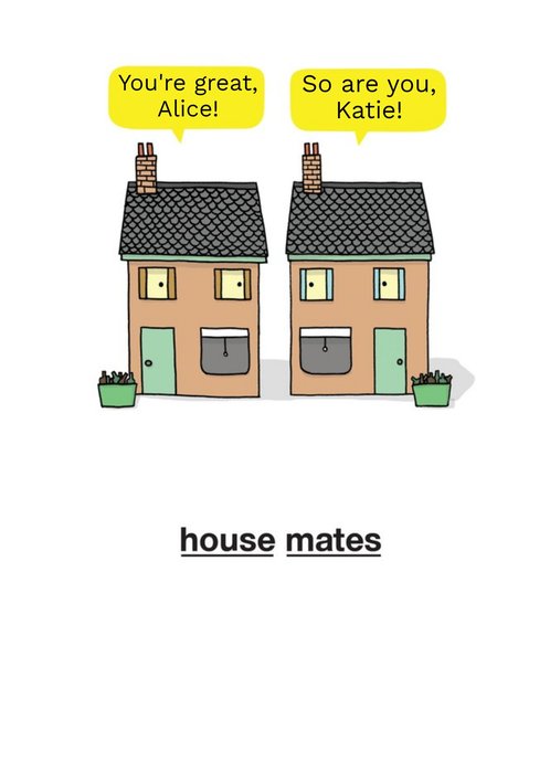 Talking Houses You're A Great Roomie Personalised Names Card