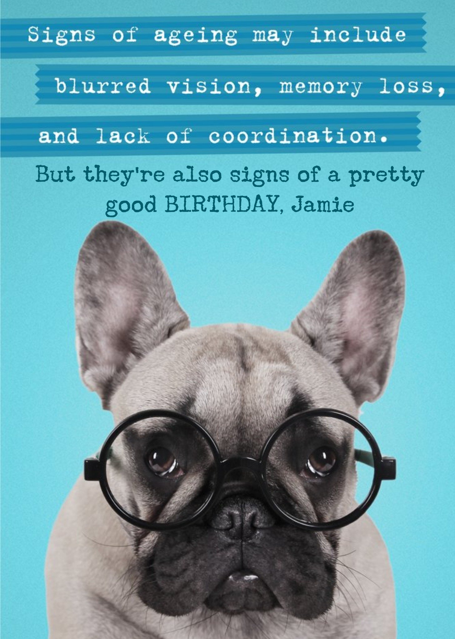 Bulldog Skateboard Birthday Card - Funny Dog With Sunglasses Greeting Card