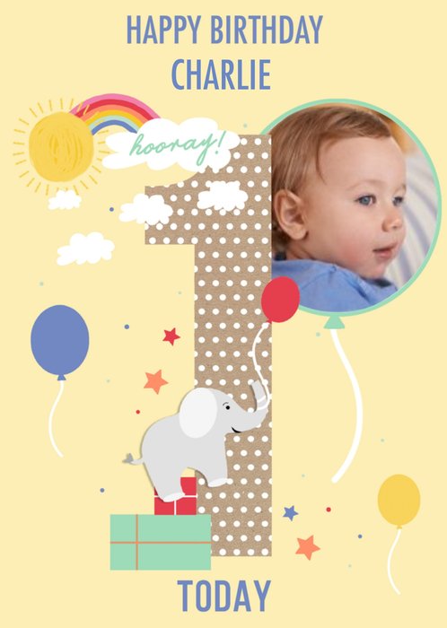 Apollo Paperlink 1st Birthday Cute Kids One Illustrations Card