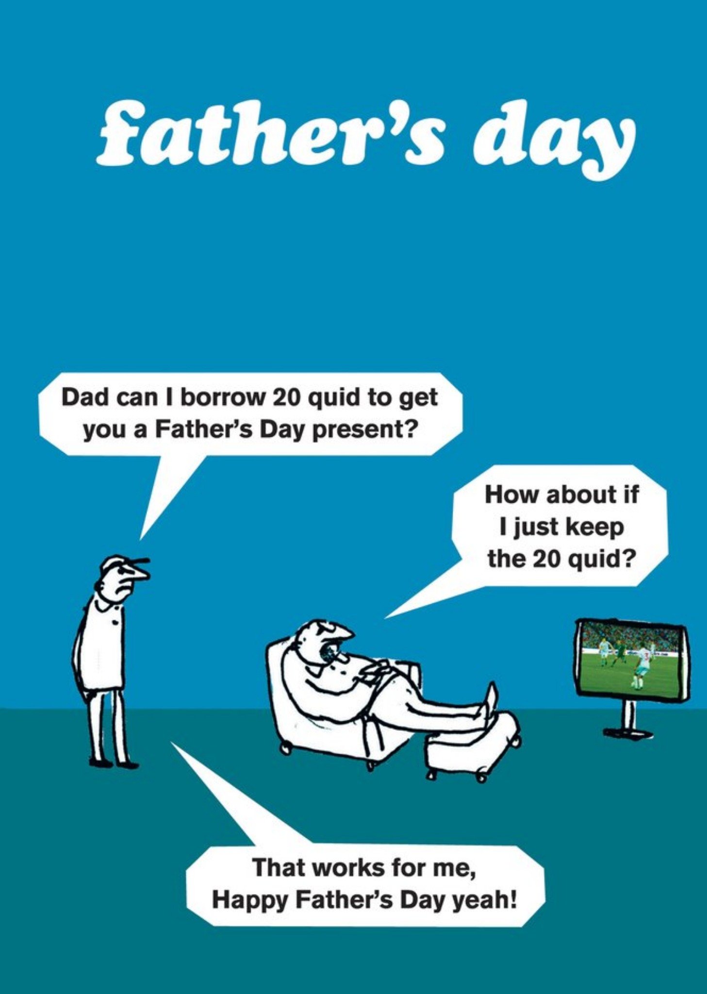 Moonpig Funny Illustration Of Dad And Son Father's Day Card