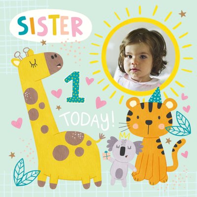 Fun Illustration Hip Hip Hooray Sister Youre 13 Today Birthday Card