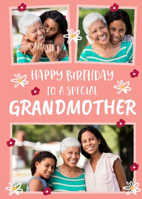 Folk Flowers Photo Upload Happy Birthday To A Special Grandmother Card