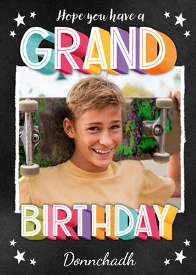 Colourful Typographic Birthday Photo Upload Card