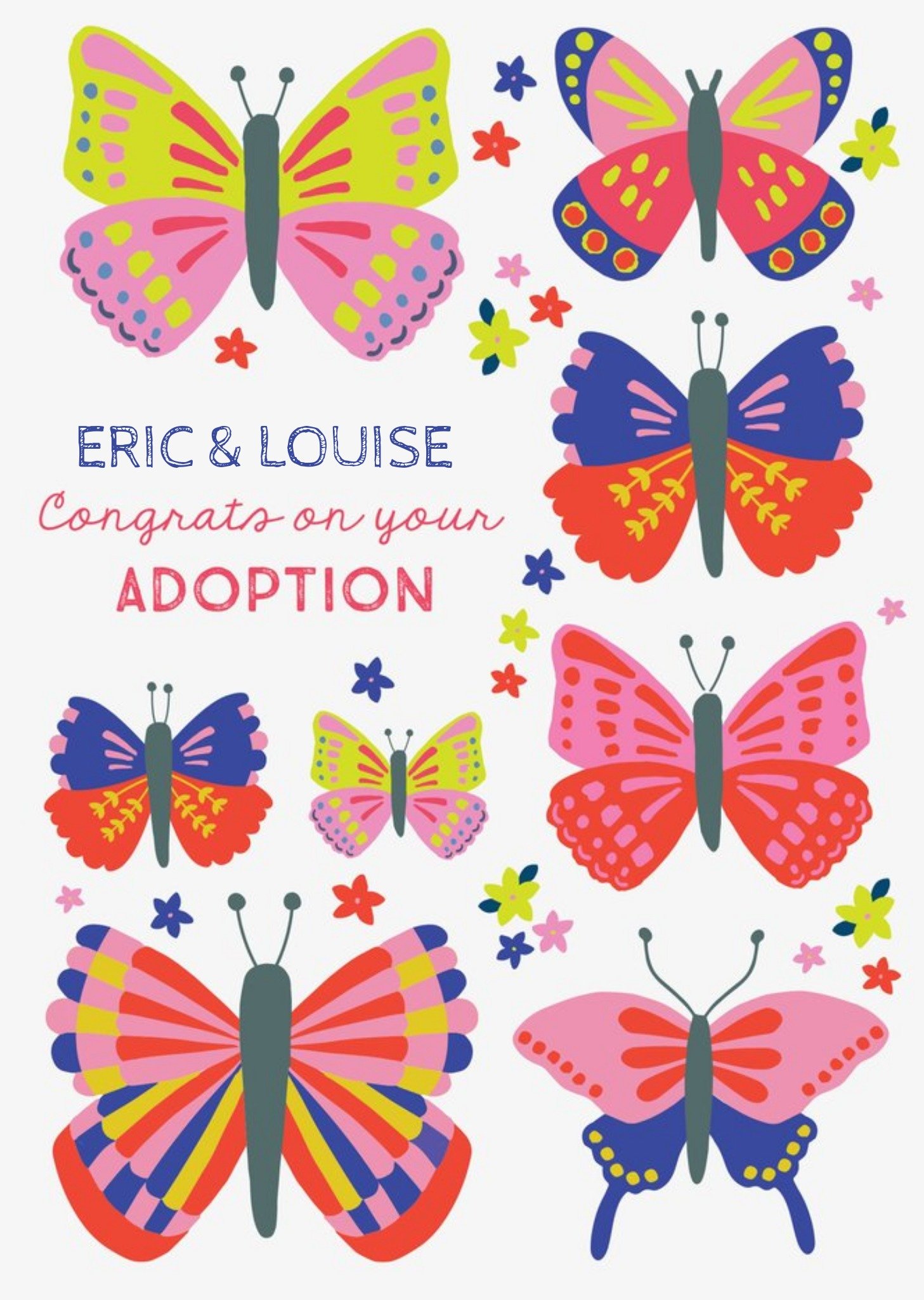 Moonpig Natalie Alex Designs Bright Illustrated Butterfly Adoption Congratulations Card