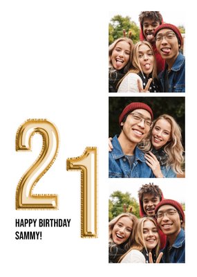 Gold Balloon Numbers 21st Birthday Photo Upload Card