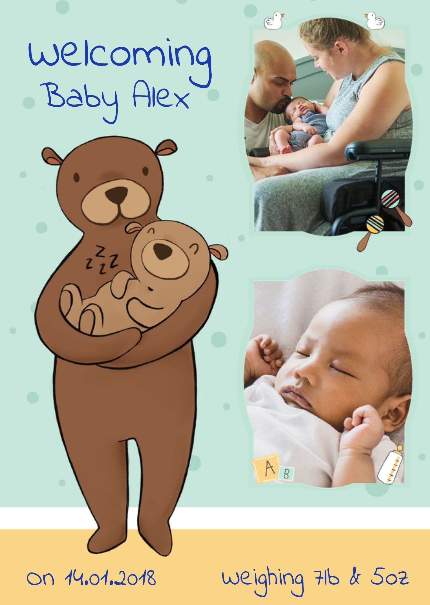 Moonpig Bear Hugs New Baby Photo Card