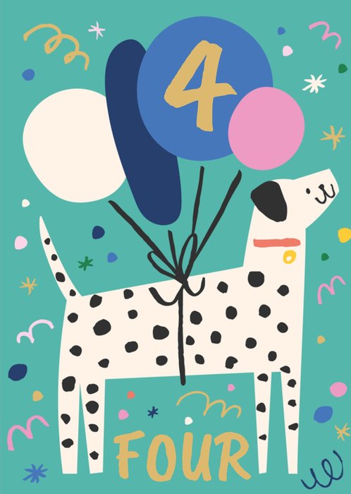 Rumble Cards Party Dalmatian 4 Today Birthday Card