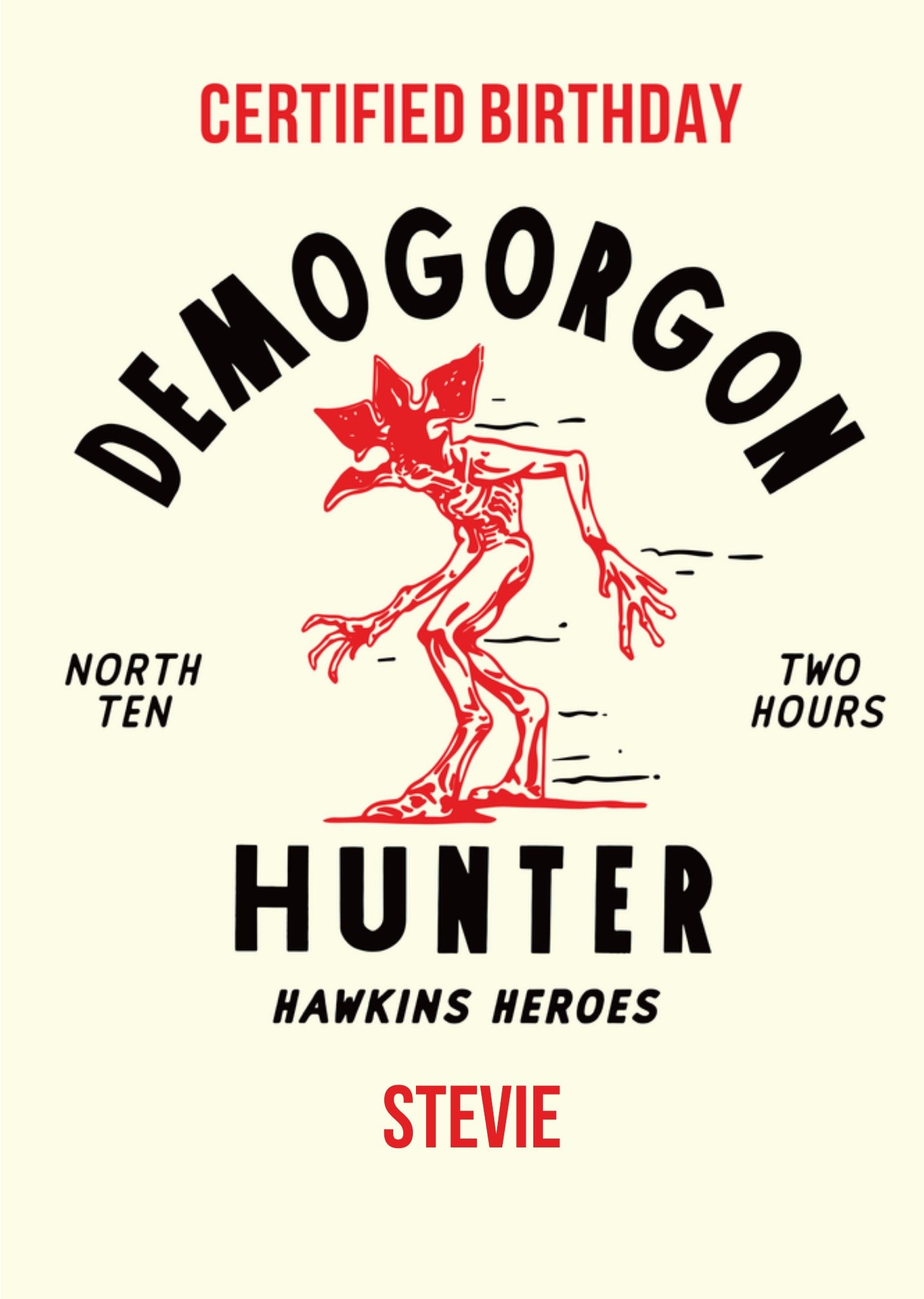 Stranger Things Certified Demogorgon Hunter Birthday Card
