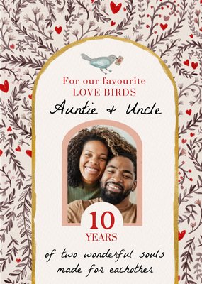 Our Favourite Love Birds 10 Years Photo Upload Anniversary Card