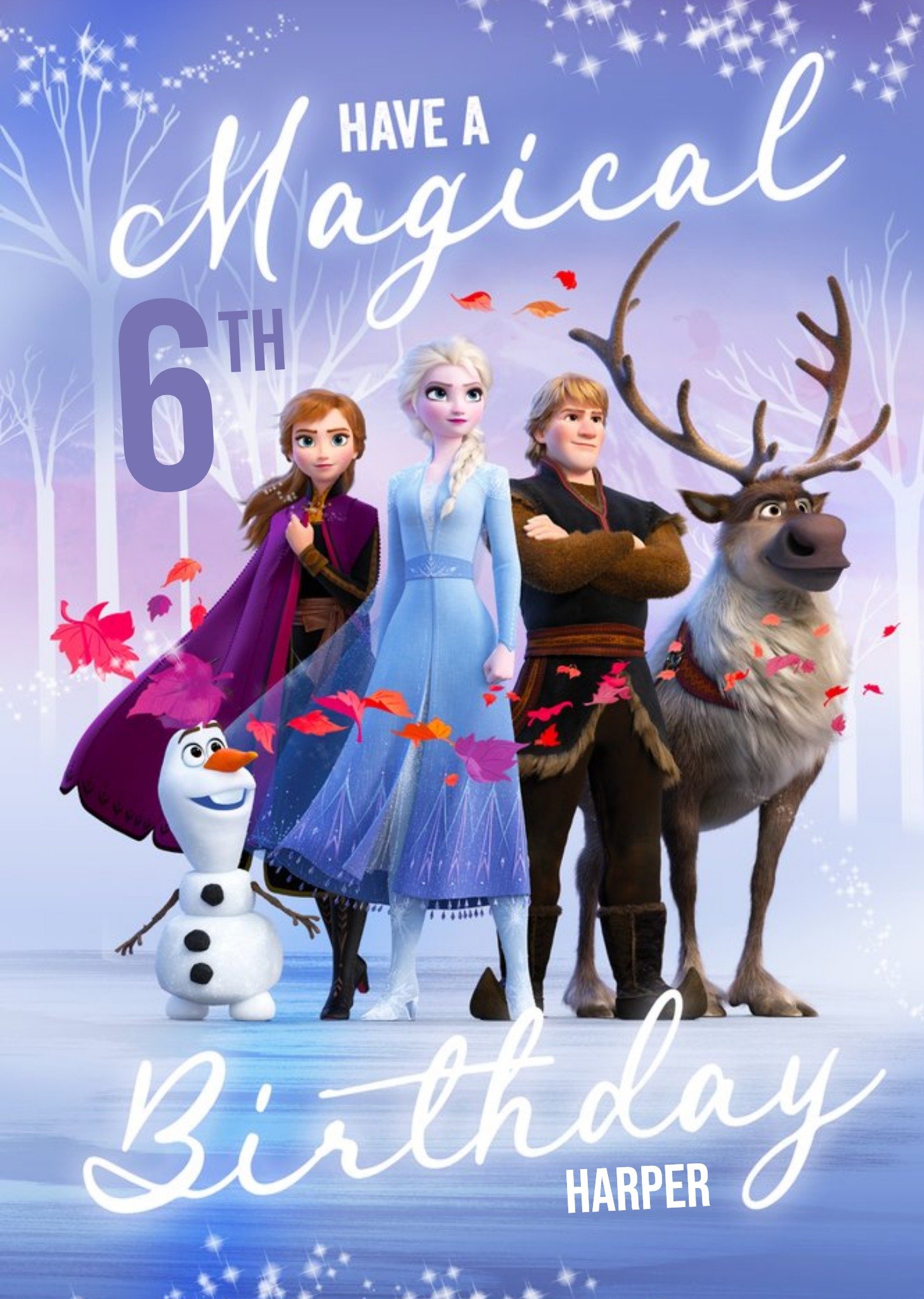 Disney Frozen 2 Elsa Anna Krist Sven Olaf 6th Birthday Card