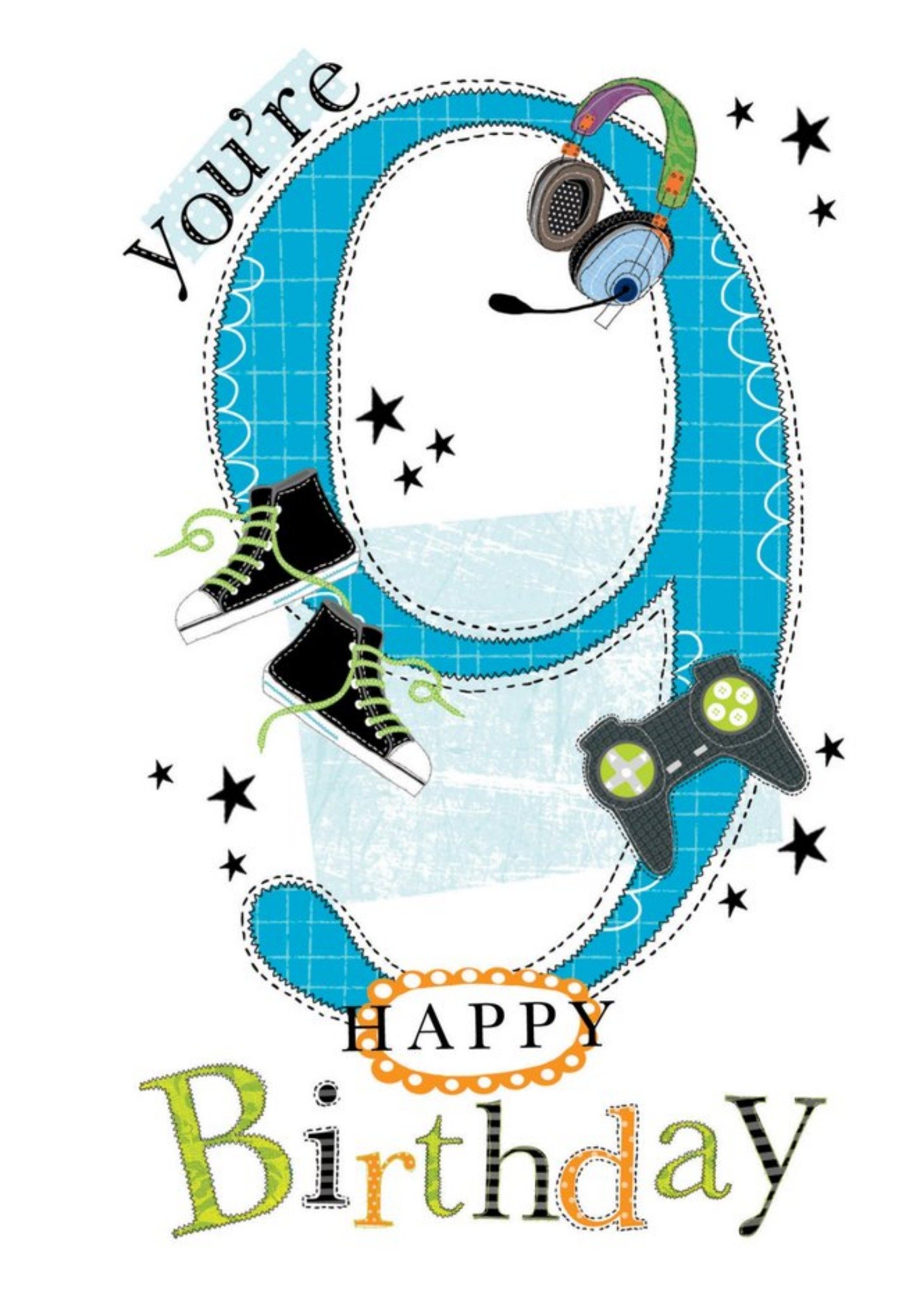 Moonpig Typographic You're 9 Happy Birthday Card