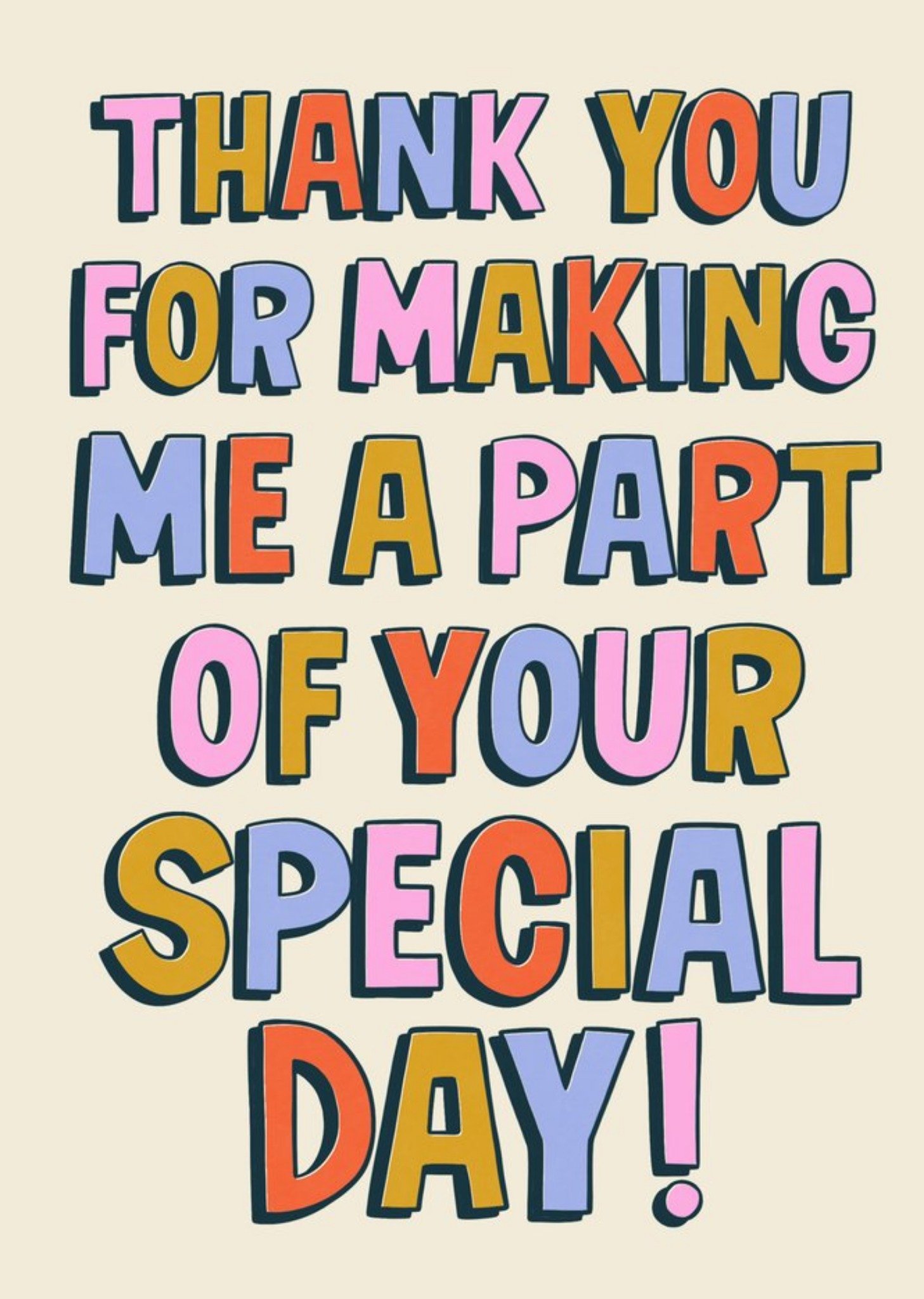 Moonpig Damien Barlow Hand Drawn Typographic Wedding Thank You Card