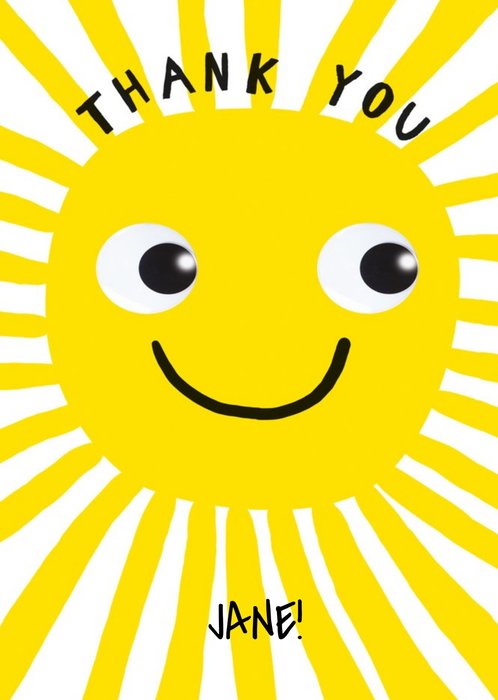 Illustration Of A Smiling Sun Thank You Card