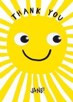 Illustration Of A Smiling Sun Thank You Card