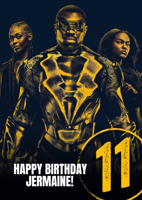 Black Lightning Superhero 11th Birthday Card