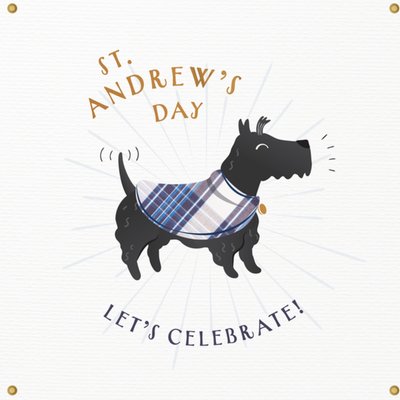 Happy St. Andrew's Day Illustrated Scottie Dog Card