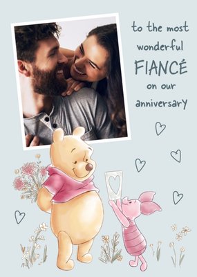 Winnie The Pooh Wonderful Fiancé Photo Upload Anniversary Card