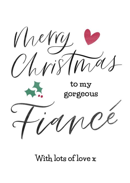 Modern Typographic Gorgeous Fiance Christmas Card