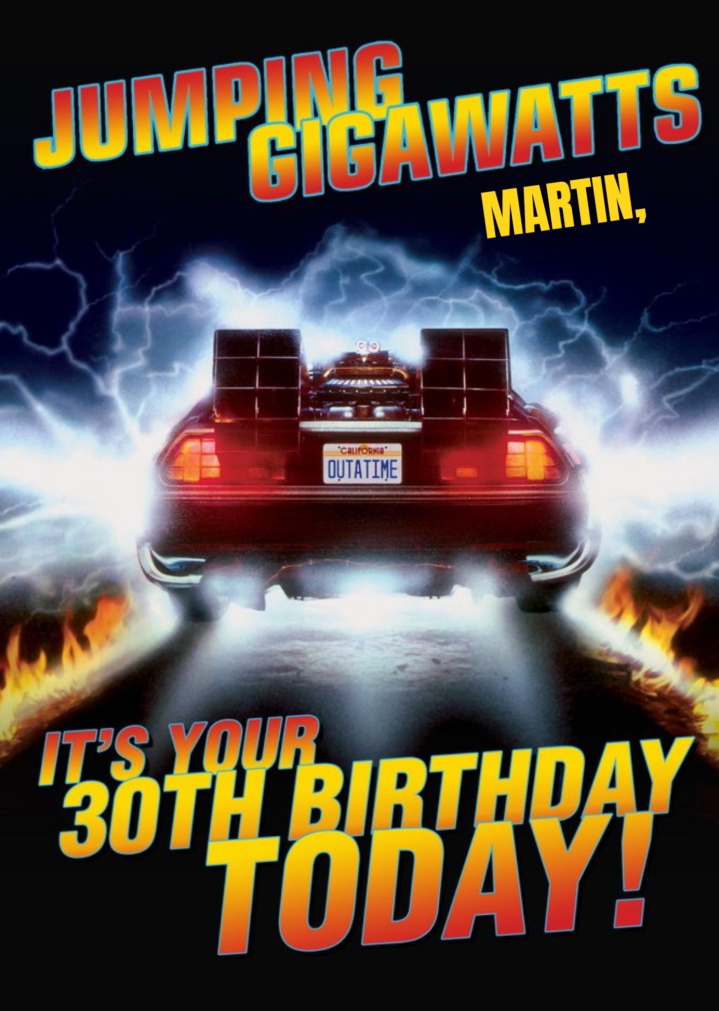 Moonpig Back To the Future Jumping Gigawatts Personalised 30th Birthday Card