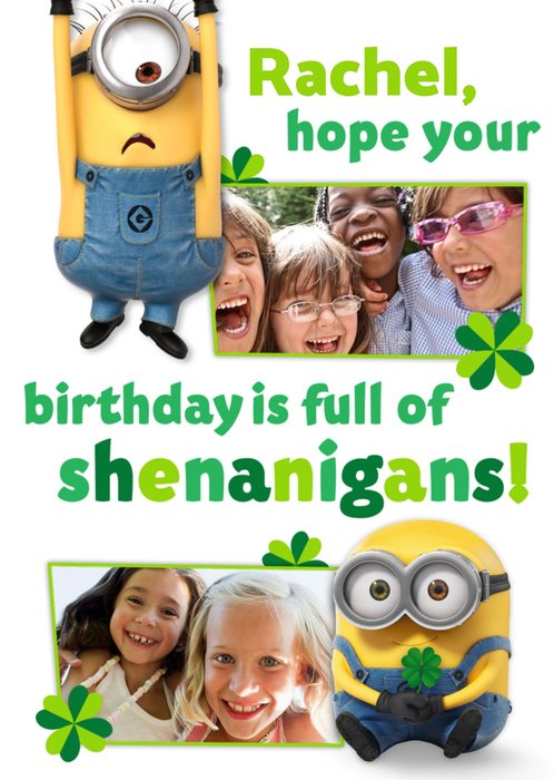 Despicable Me Minions Birthday Full Of Shenanigans Photo Upload Birthday Card