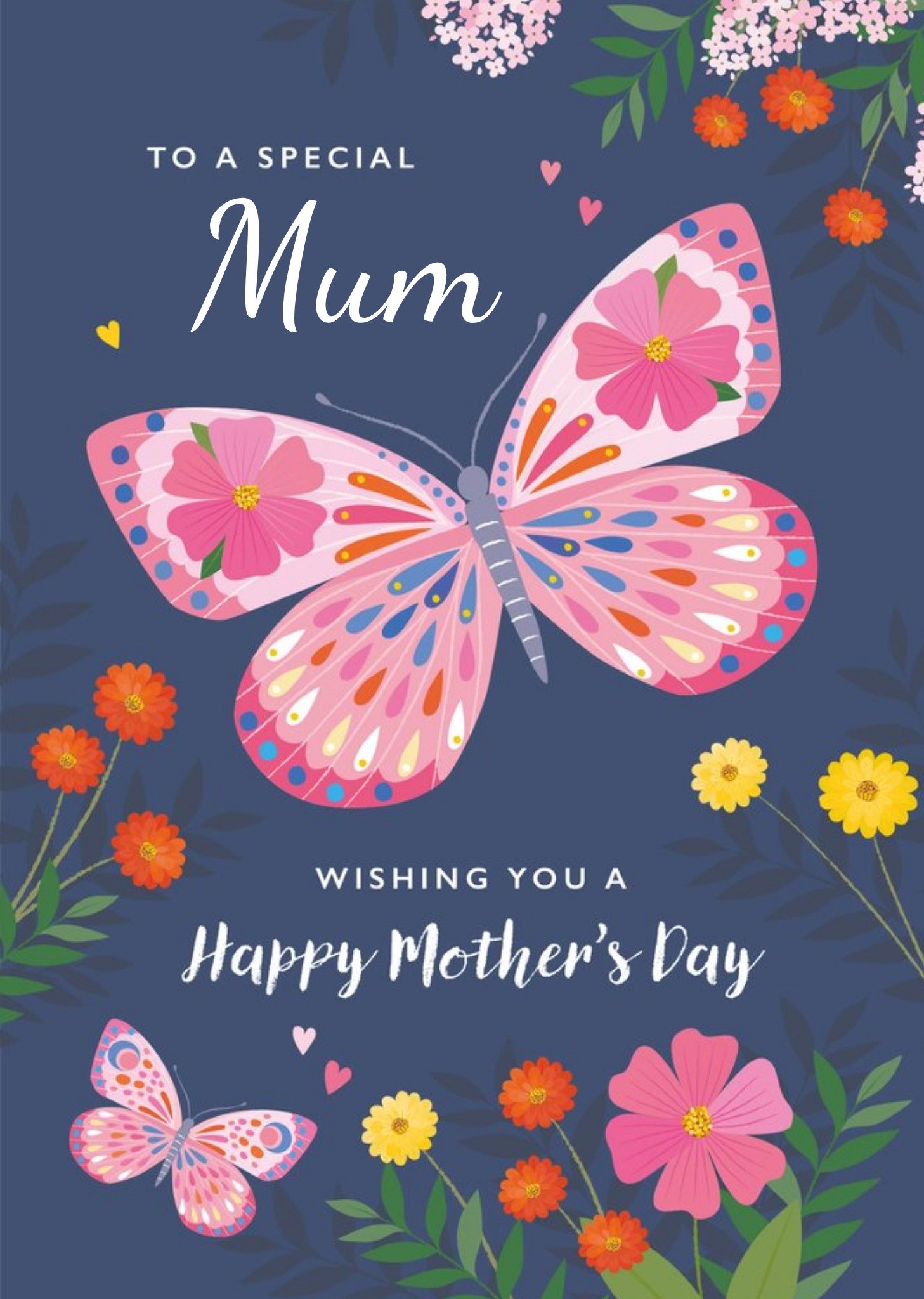 Moonpig Illustrated Butterfly Flowers Mothers Day Card
