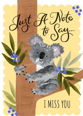 Okey Dokey Design Illustrated Koala Australia Miss You Female Floral Postcard