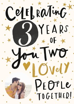 Photo upload illustrated Hearts and Stars Anniversary Card