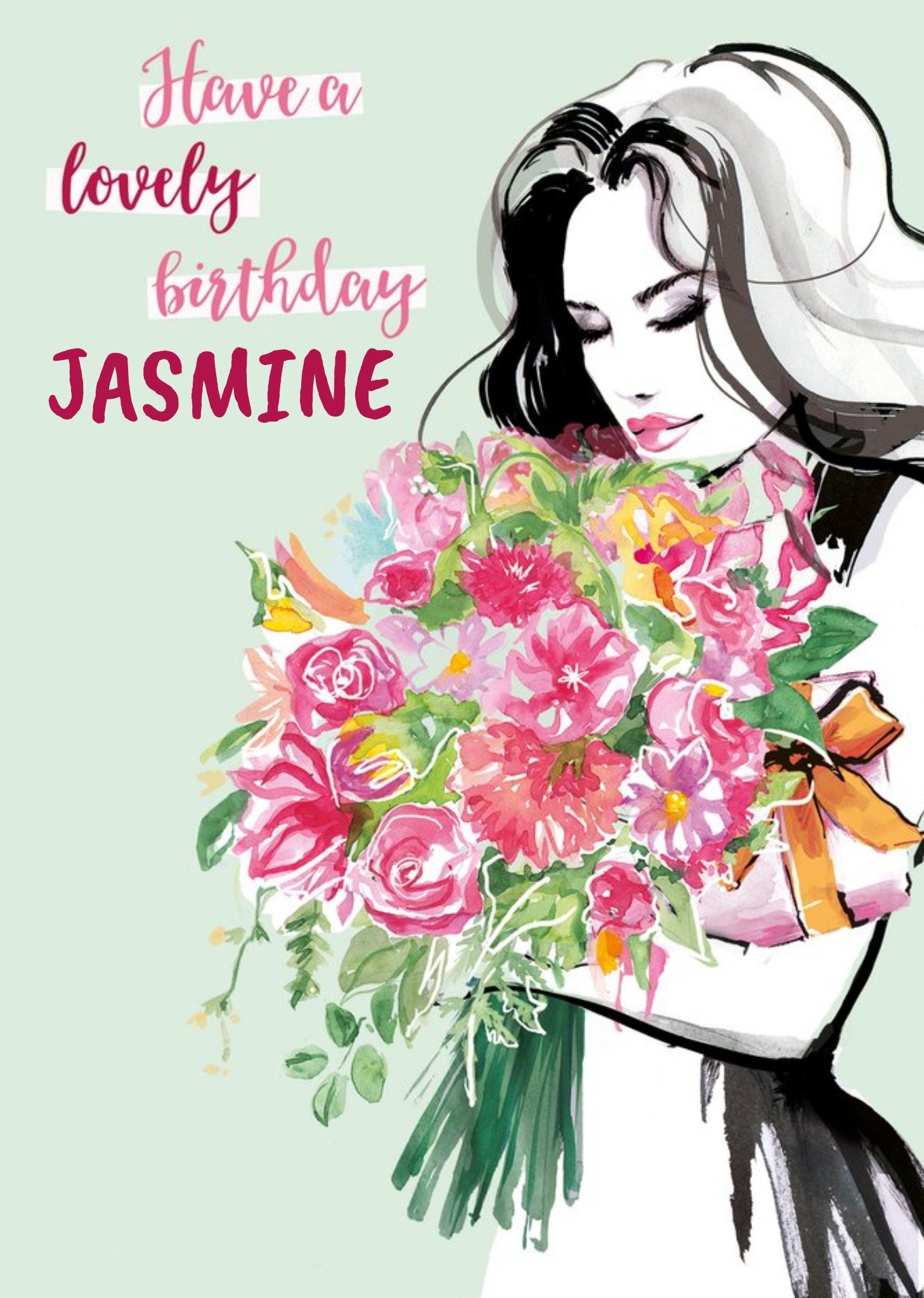 Moonpig Floral Arty Fashion Illustration Birthday Card