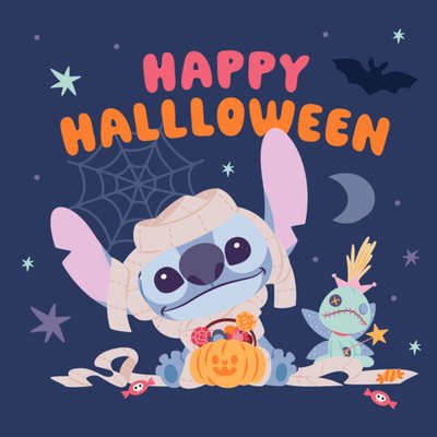 Disney Lilo And Stitch Cute Halloween Card