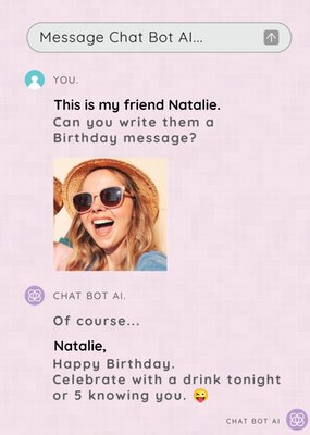 Koji Creative Message Chat Bot AI Friend Photo Upload Birthday Card