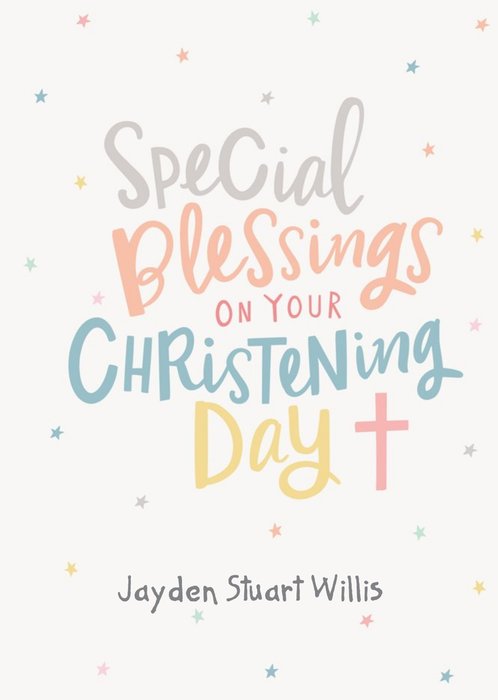  Cute Colourful Lettering Christening Male Female Arty Card 