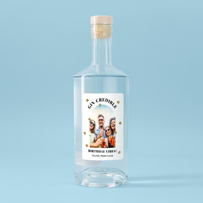 Personalised Photo Gin-Credible Birthday Gin 70cl