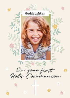 Cute Illustated First holy Communion Photo Upload Card