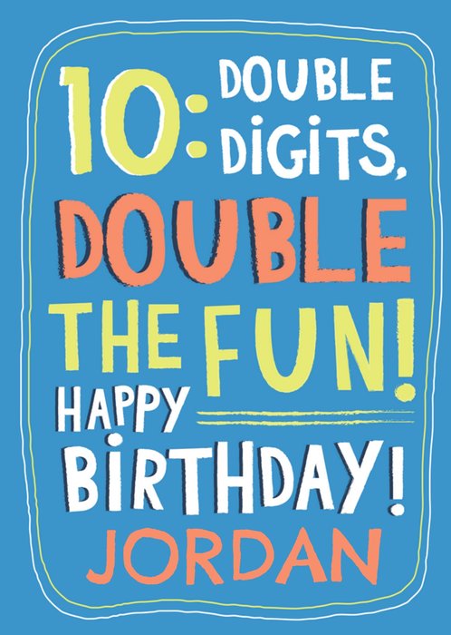 Double Digits Double The Fun 10th Birthday Card