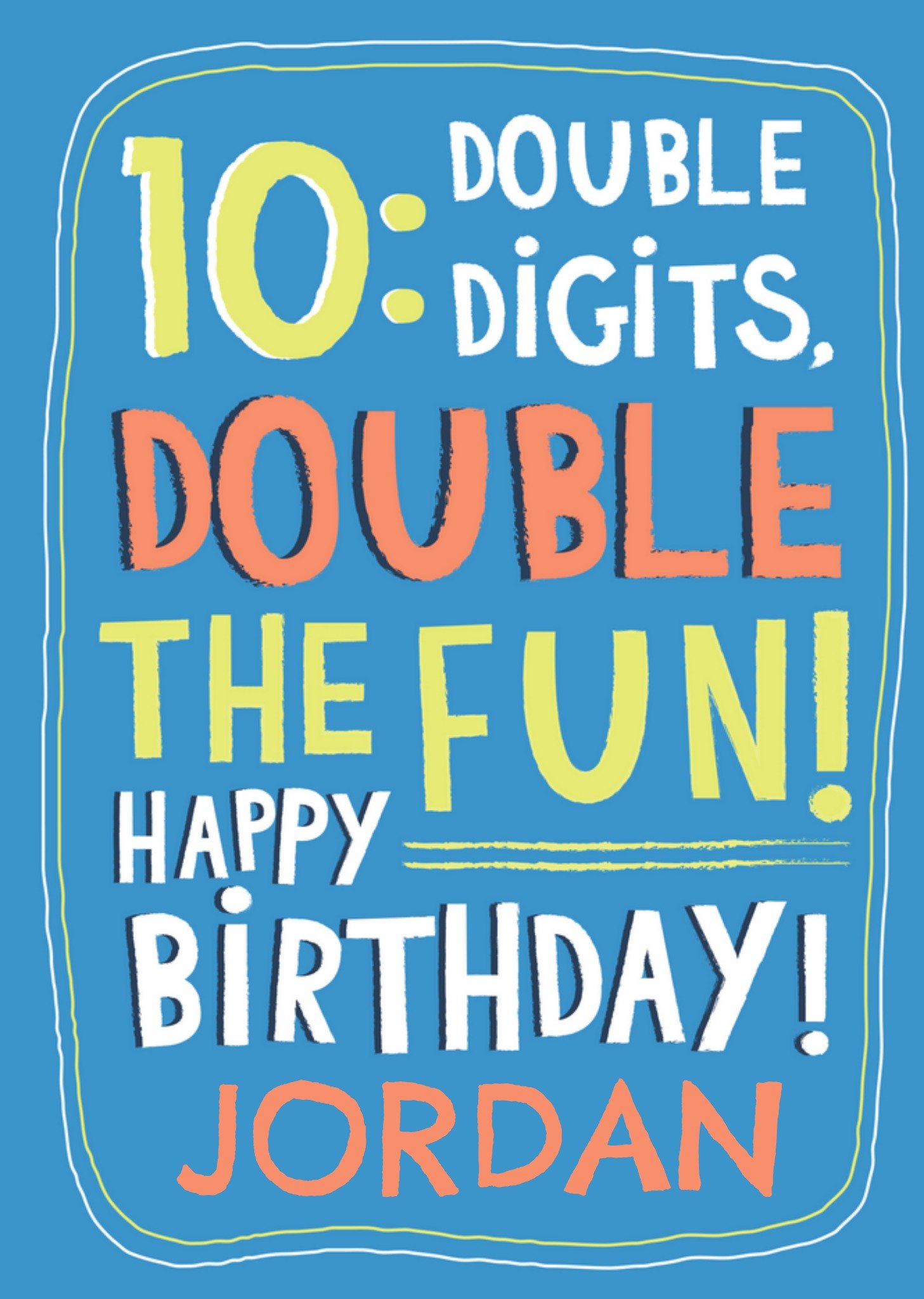 Moonpig Double Digits Double the Fun 10th Birthday Card, Large