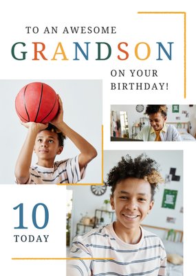 To An Awesome Grandson Photo Upload Birthday Card